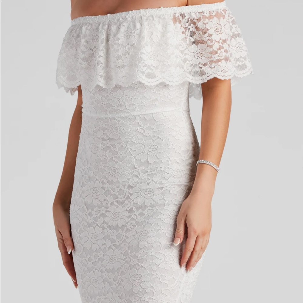 Windsor WHITE lace off the shoulder dress